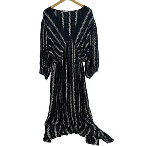 ROMANTIC GYPSY Black Floral Print Maxi Dress Plus Size 3X Long Sleeve Boho